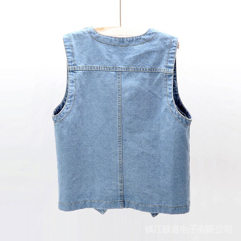 Áo Khoác Denim Không Tay Dáng Rộng Phong Cách Hàn Quốc Dễ Phối Đồ Cho Nữ