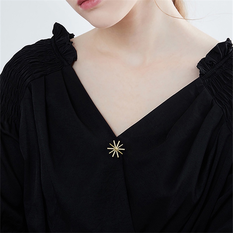 [Nine Duolan] Ghim Cài Áo Hình Bông Tuyết Nhỏ Thanh Lịch Thời Trang Màu Vàng Phụ Kiện Cho Nữ