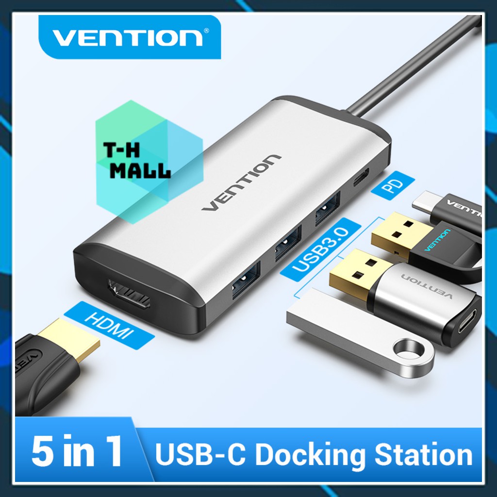 Thiết bị kết nối đa cổng Vention hub chuyển đổi USB Type C sang 4K HDMI 5