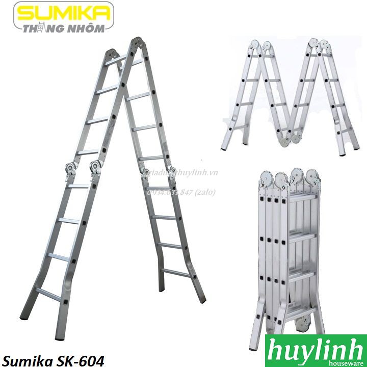 Thang nhôm gấp đa năng 4 đoạn Sumika SK604 - 4.7 mét