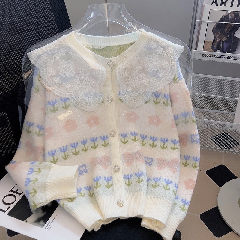 NZN Áo Khoác cardigan Dệt Kim Tay Dài Cổ Búp Bê Thời Trang Mùa Thu Mới Cho Nữ
