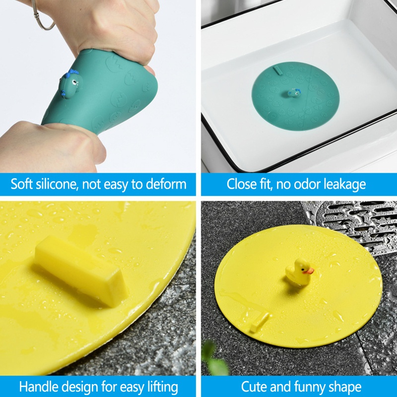 Nắp Đậy Cống Thoát Nước Bồn Rửa Chén Bằng Silicone Có Tay Cầm Thông Dụng Dễ Sử Dụng