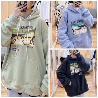 Áo khoác nỉ có mũ - ÁO HOODIE CHUI freesize form rộng nam nữ unisex mặc cặp - couple in hình LỚP HỌC NOMADIC YOUTH