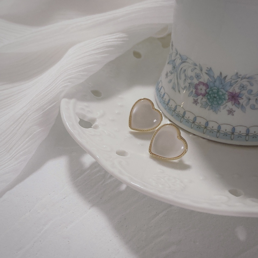 Đôi khuyên tai hình trái tim đính đá pha lê thanh lịch cho nữ