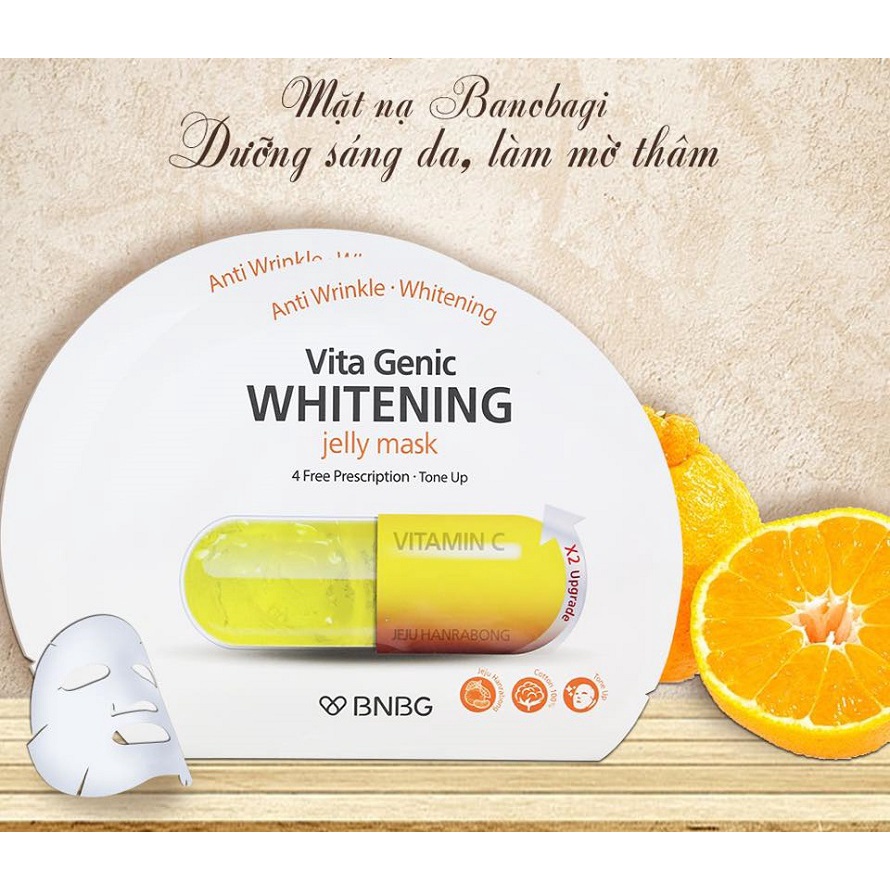 Combo 10 Mặt Nạ BNBG Whitening Trắng Sáng &amp; Đều Màu Da Vita Genic Jelly Mask (VITAMIN C) 30mlx10