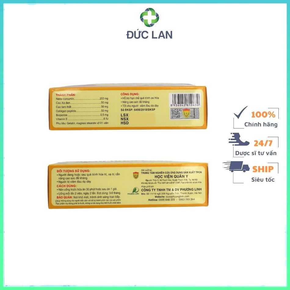 NANO CURCUMIN TAM THẤT XẠ ĐEN - HỖ TRỢ NGƯỜI VIÊM DẠ DÀY.