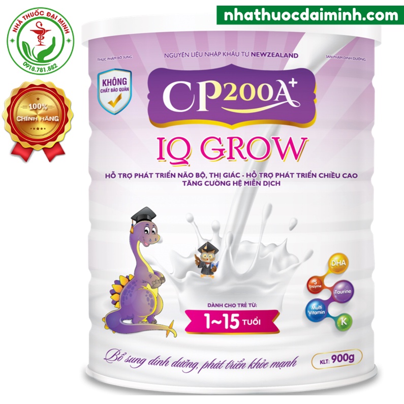 Sữa Bột CP200A+ IQ GROW 900g - Hỗ Trợ Phát Triển Não Bộ, Thị Giác, Hỗ Trợ Phát Triển Chiều Cao, Tăng Cường Hệ Miễn Dịch