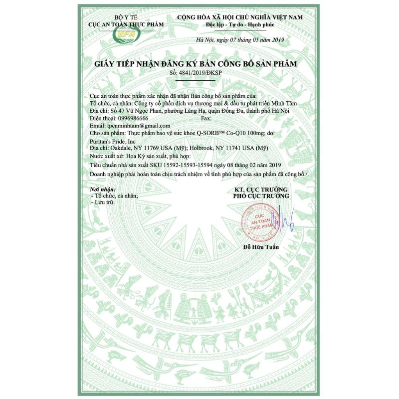 Viên uống tim mạch, bổ tim, giảm cholesterol Puritans pride coQ10 100mg 60 - 120 viên