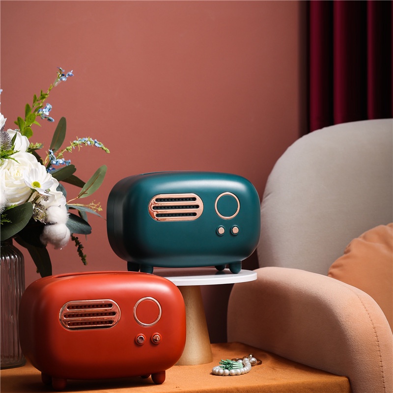Hộp đựng khăn giấy hình radio cổ điển sang trọng trang trí nhà cửa