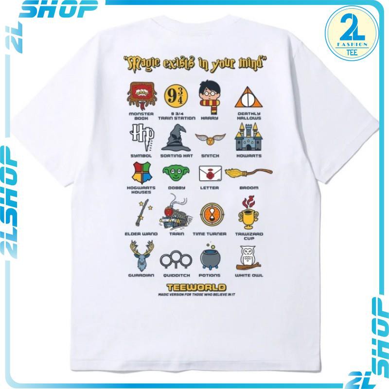 Áo thun in hình 2 mặt hary poter ngộ nghĩnh - áo phông nam nữ form rộng tay lỡ chất đẹp in pet