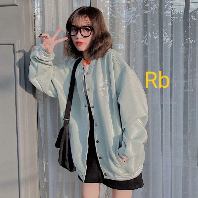 áo nỉ bomber logo mặt cười