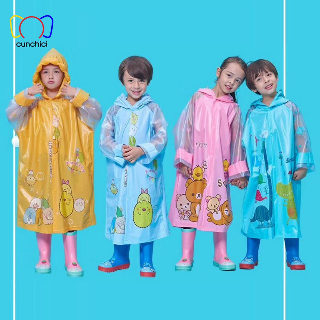 Áo Mưa Cho Bé Trai Bé Gái 3-12 Tuổi Mẫu 3 Màu CUNCHICI