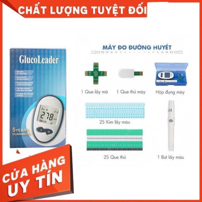 Máy đo đường huyết Gluco Leader Tặng kèm hộp kim chích và que thử an toàn, dễ dàng sử dụng,Kết quả nhanh, Chính xác