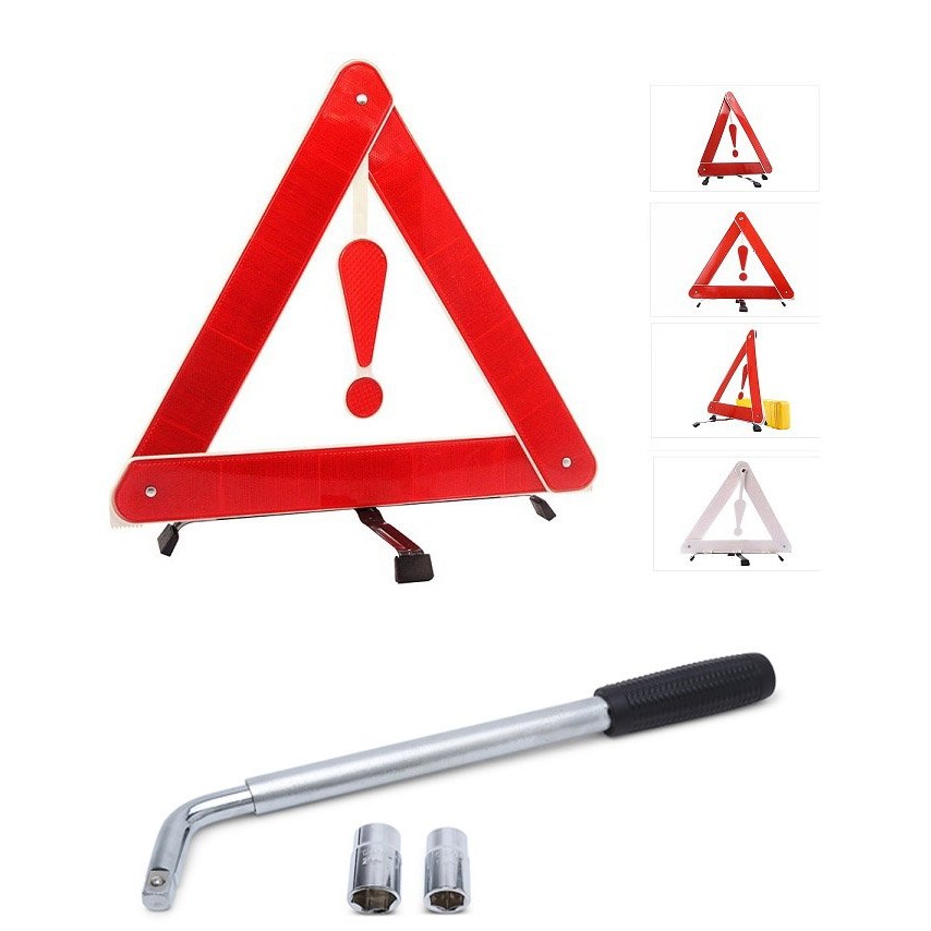 Bộ 1 Biển tam giác cảnh báo phản quang và 1 Tay công vặn lốp xe ô tô xe máy TI226