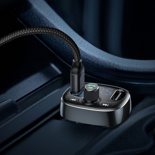 Tẩu nghe nhạc và đàm thoại rảnh tay Baseus chuyên dụng trên ô tô tích hợp 2 cổng sạc điện thoại, USB Bluetooth 4.2