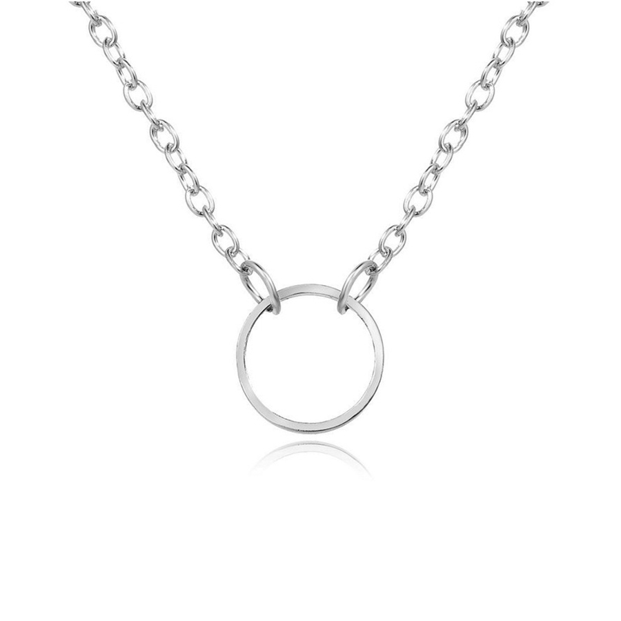 Dây chuyền mặt nhẫn tròn màu vàng / bạc phong cách vintage cho nữ