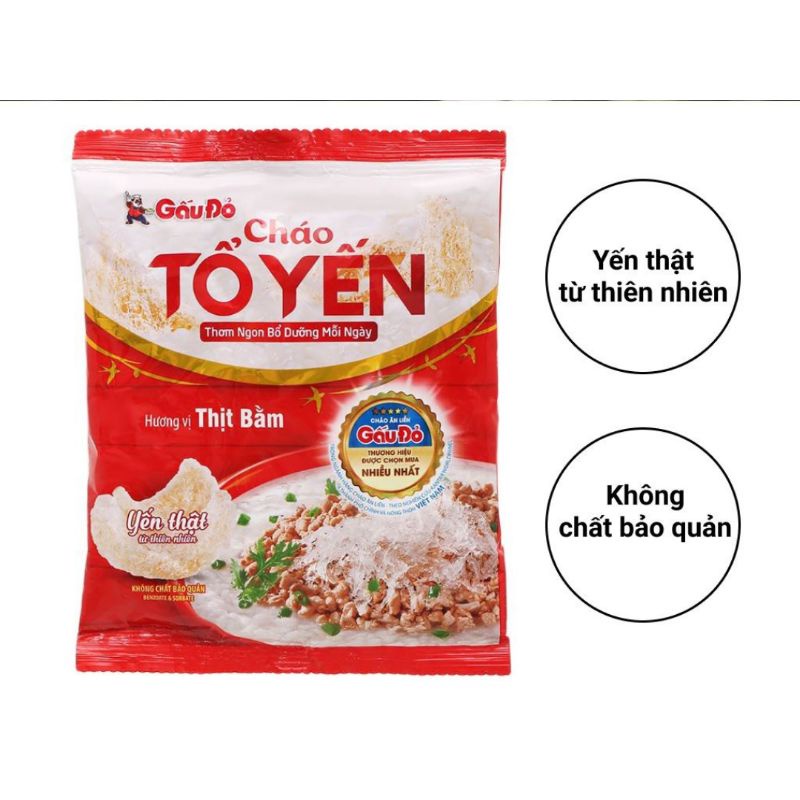 Lô 5 gói cháo Tổ Yến Gấu Đỏ thịt bằm 50g