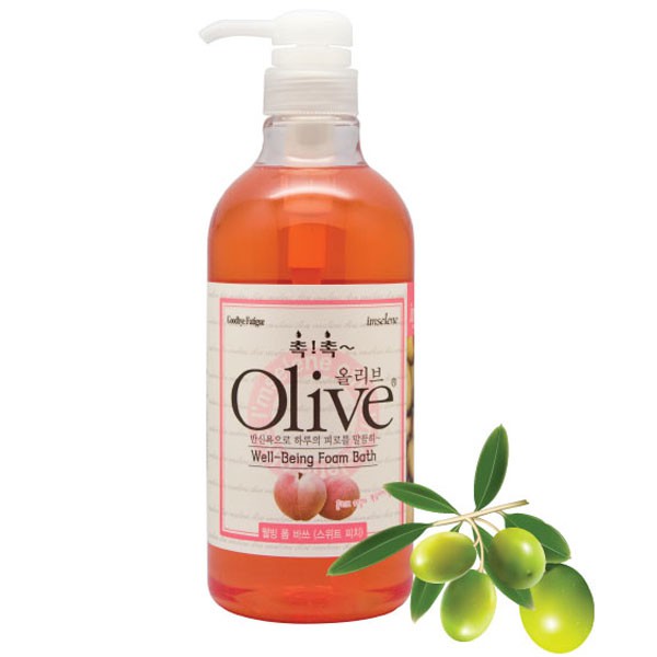 [Sữa tắm bồn] Sữa tắm tạo bọt hương đào tiên Mira Olive well-being foam bath Hàn Quốc 750ml - Hàng chính hãng