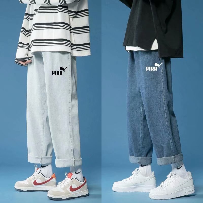 Quần Jean Dài Oversize In Chữ Phong Cách Nhật Bản Thời Trang Cho Nam Size S-3XL