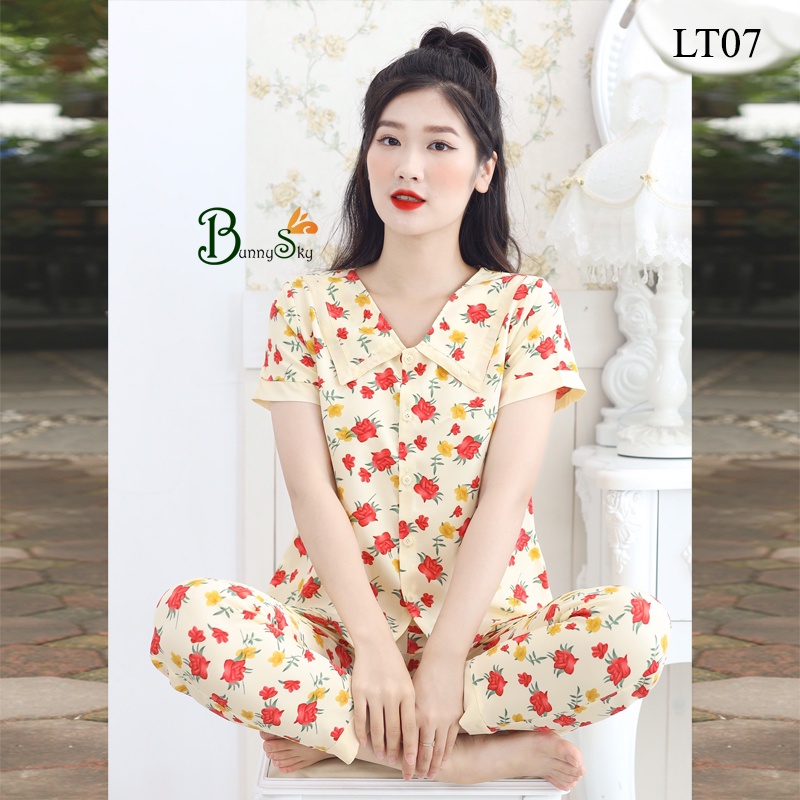 [BunnySky] Đồ bộ mặc nhà, mặc sau sinh, quần áo nữ mặc nhà chất mát, thấm mồ hôi có lửng và cộc tay