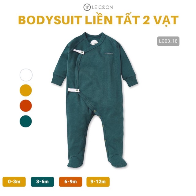 LE COON | Bodysuit Liền Tất 2 Vạt cotton dày 0-12 tháng [ babyboo]