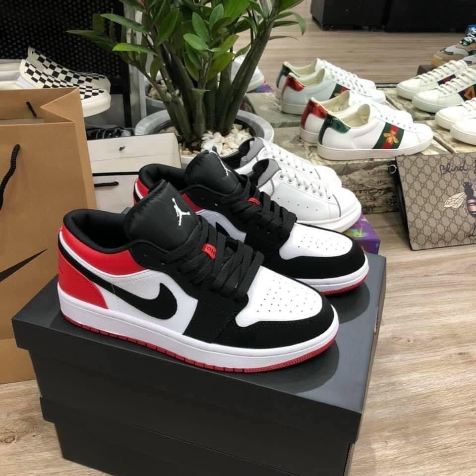 ✅shinnava✅ Giày Sneaker Jordan Đỏ Đen Cổ Thấp,Giày Thể Thao Nam Nữ Cá Tính Cao Cấp fuil box bill
