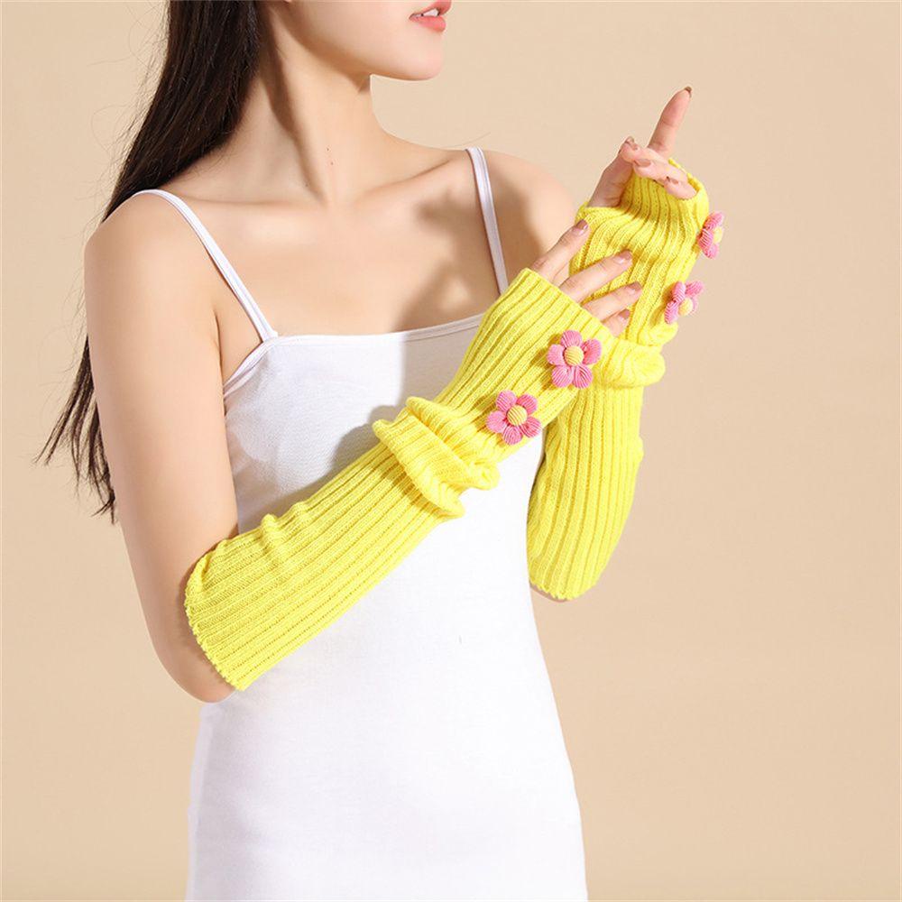 Găng Tay Dệt Kim Dài Mềm Mại Cho Nữ