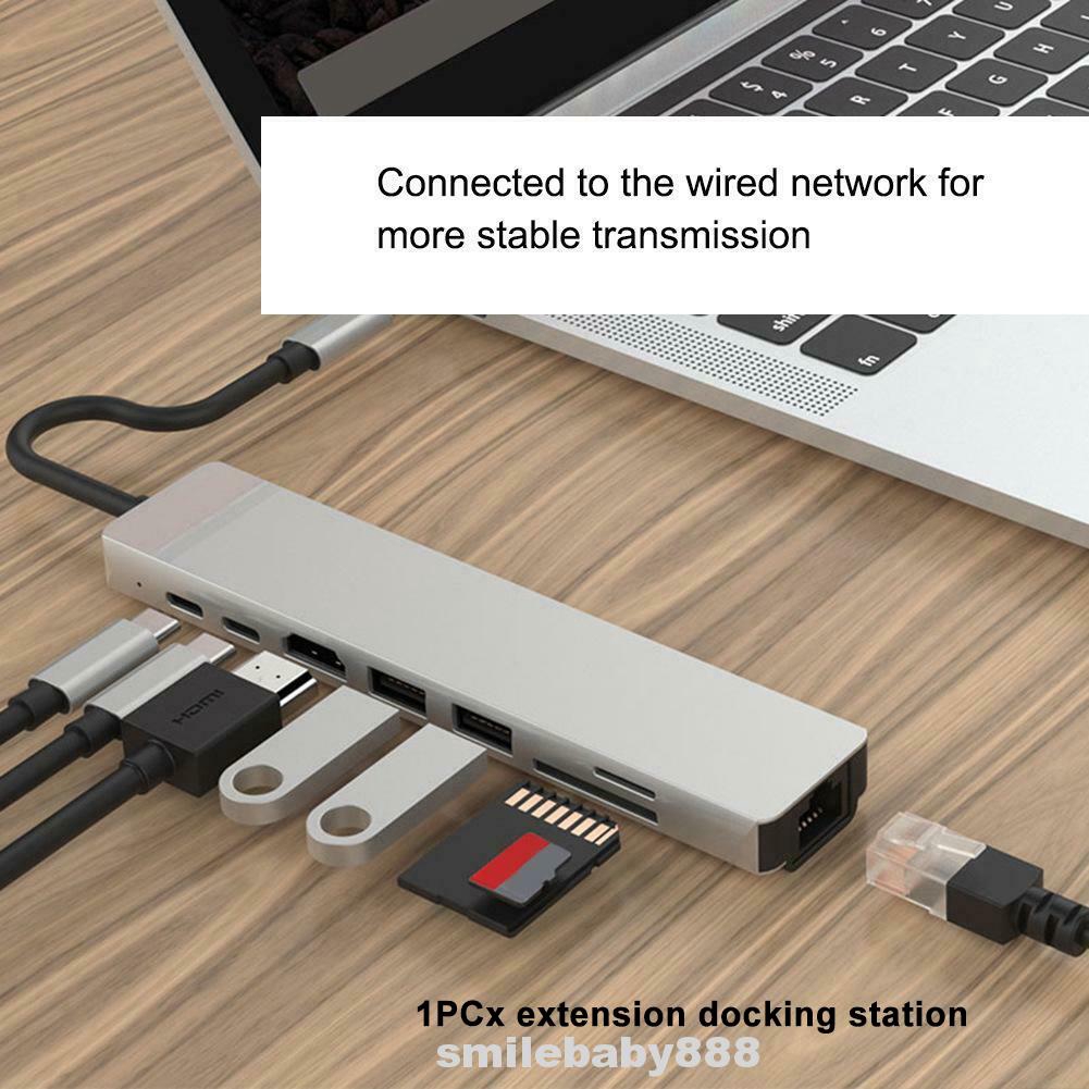 Type-c HUB Aluminum Alloy Multifunctional Travel High Speed For PC 8 In 1 To PD TF Memory Card | BigBuy360 - bigbuy360.vn