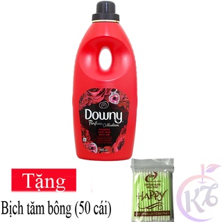 Nước xả vải Downy Đam Mê hương nước hoa chai 800ml Tặng 1 bịch tăm bông - nước xả quần áo đậm đặc mềm vải thơm lâu (Đỏ)