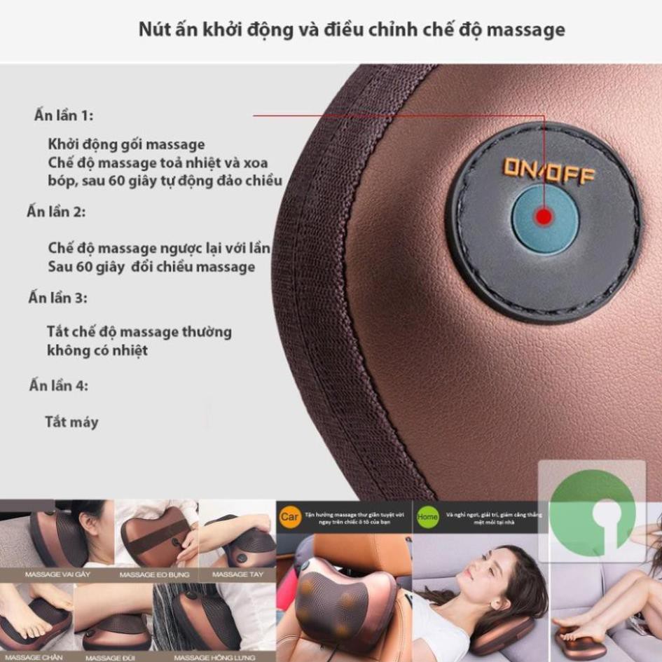 Gối Massage Hồng Ngoại 8 Bi - Giải Tỏa Căng Thẳng - Hỗ Trợ Điều Trị Đau Lưng - Cột Sống - NPD-5818-GoiMatXa8bi