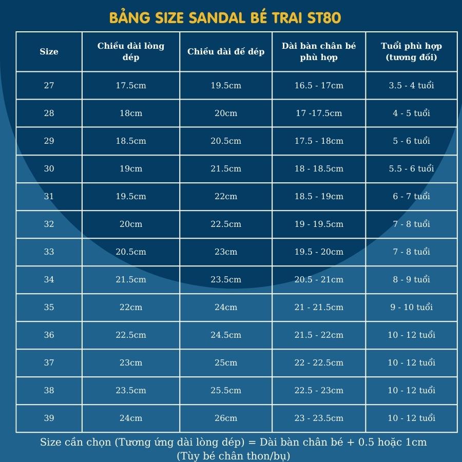 Dép sandal quai ngang Abibas quai hậu cho bé trai đi học đi biển mùa hè chất êm nhẹ chống trơn phong cách Hàn Quốc ST80