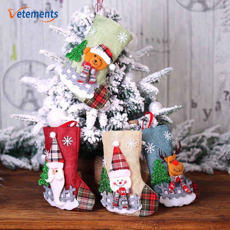 Túi Đựng Kẹo / Quà Giáng Sinh Nhiều Kiểu Dáng Có Dây Treo Hình Ông Già Noel / Gấu Nhỏ