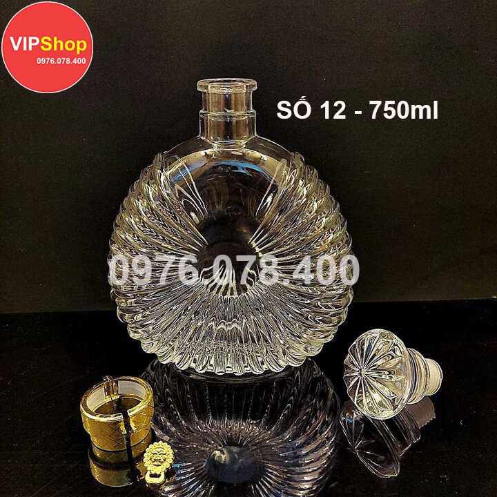 [ VIPShop ] Vỏ Bình Thủy Tinh XO Đựng Rượu 750ml, Bình Ngâm Rượu XO Tròn, CTT-12