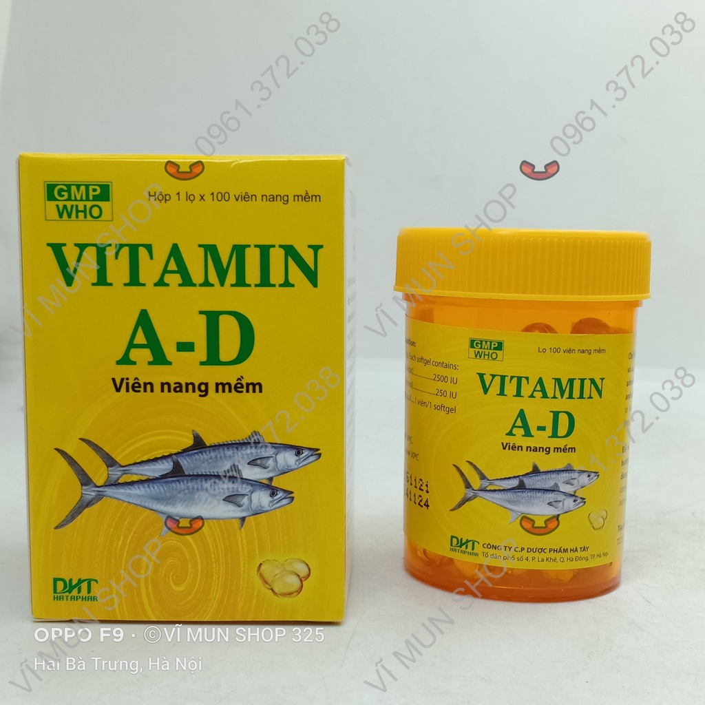 Vitamin A-D - 100 Viên nang mềm - Dược phẩm Hà Tây