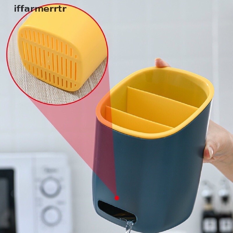 Hộp đựng muỗng đũa 2 lớp ráo nước tiện dụng cho nhà bếp