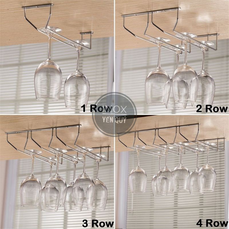 GIÁ ĐỠ TREO LY 1/2/3/4/5 HÀNG SÂU 27/34 CM BẮT TRẦN TỦ BÓNG ĐẸP - GIÁ ĐỠ TREO LY RƯỢU VANG ÚP NGƯỢC VÀ GẮN TƯỜNG