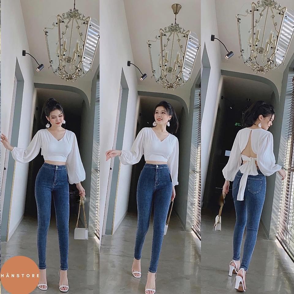 Quần jean nữ lưng cao đậm nhạt không túi co giãn siêu hot | BigBuy360 - bigbuy360.vn