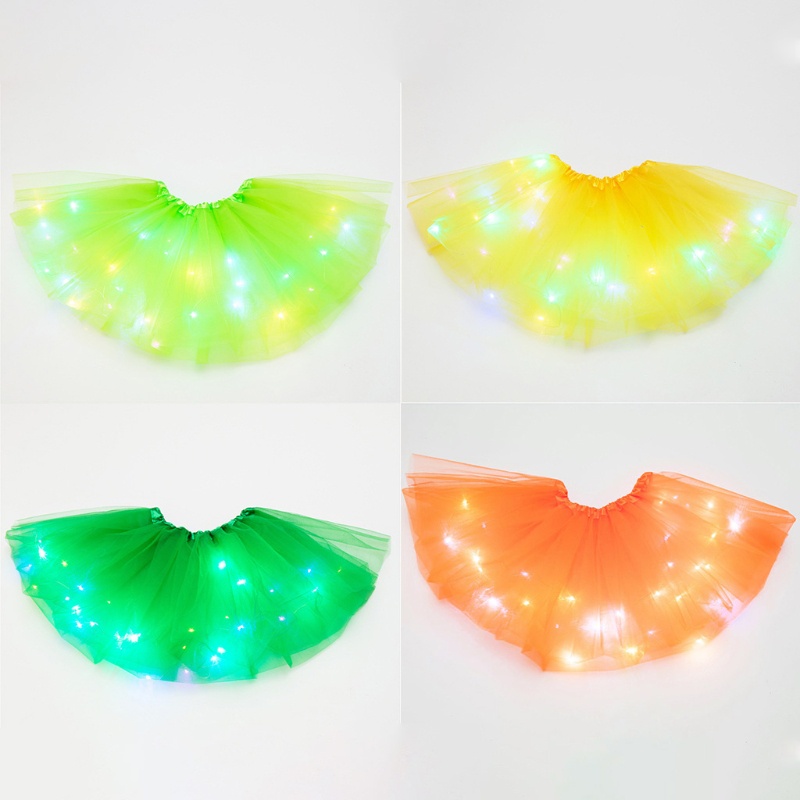Chân Váy Xòe Tutu Nhiều Lớp Gắn Đèn LED Phát Sáng Cho Bé Gái