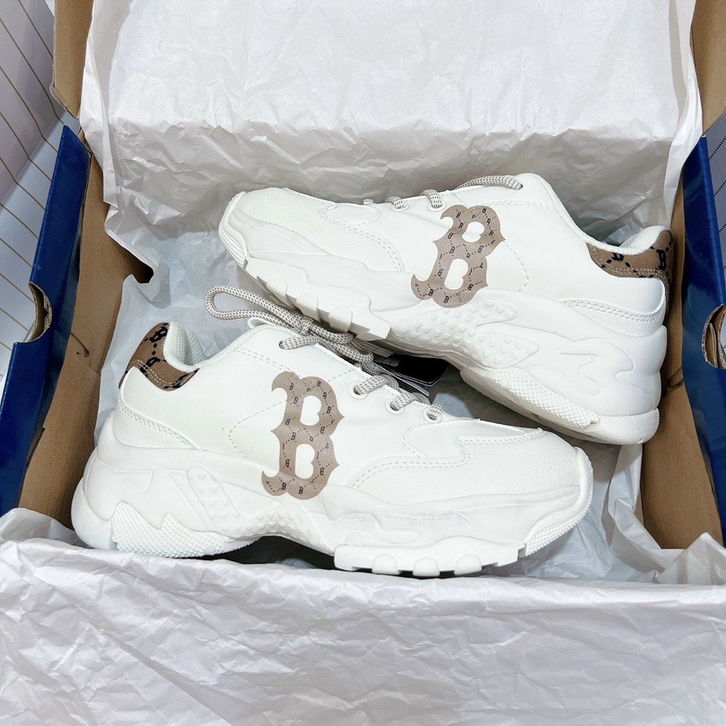 Giày thể thao MLB gót nỉ đen/nâu hot 2023,Giày sneaker M.LB NY đen nâu dành cho nam nữ chuẩn 1:1 full bill box phụ kiện