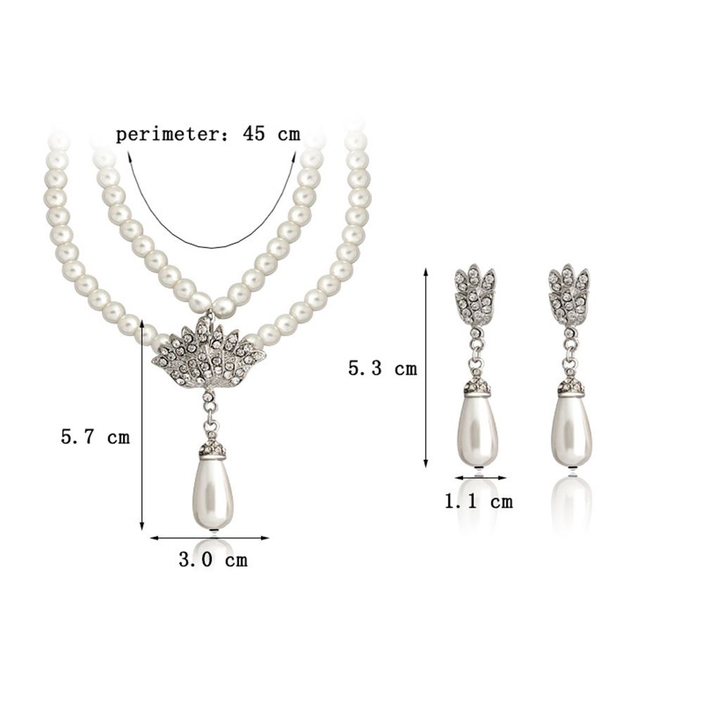 Bộ dây chuyền + bông tai đính ngọc trai nhân tạo nhiều màu thời trang cho nữ