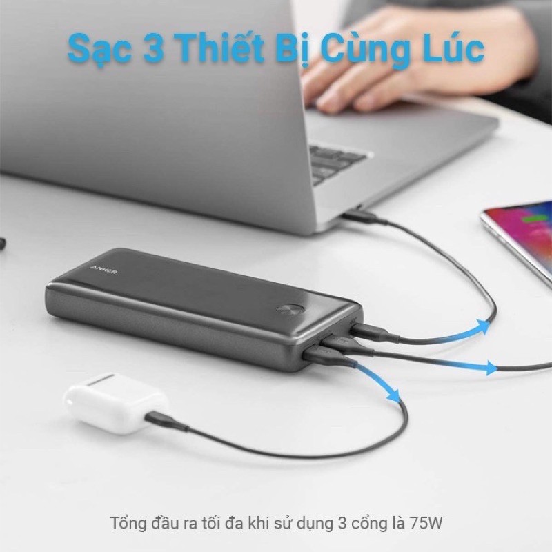 Sạc dự phòng ANKER PowerCore III Elite 25600 sạc nhanh PD 60W Mabook - Mã A1290