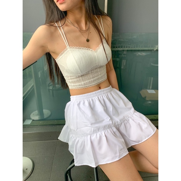 Áo ERRORIST Brallet crop màu trắng/đen