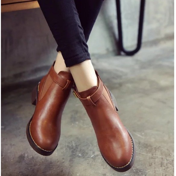 Giày boot chelsea đế thấp 1 khóa phong cách retro cá tính sang trọng S426