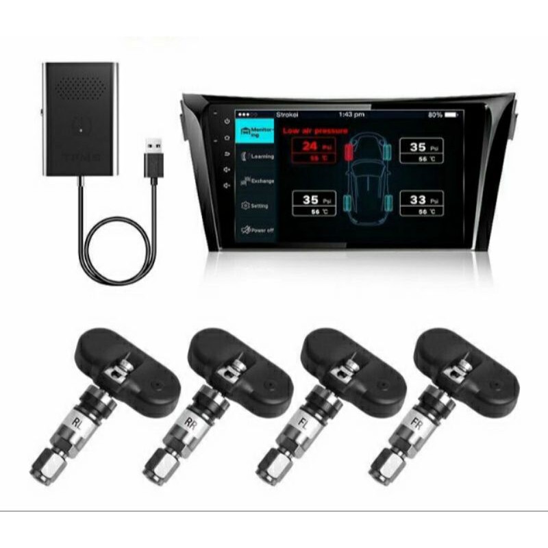 Cảm biến áp suất lốp tích hợp màn hình android van trong