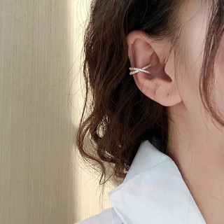 ✨ Susan✨14k Mạ Vàng Không Phai Màu Thiết Kế Cảm Giác Full Kim Cương Đeo Tai Kẹp Xương Tai Đơn Giản Nhỏ Có Thể Điều Chỉnh Bông Tai Hợp Thời Trang Hàn Quốc Tính Khí Không Xỏ Bông Tai Nữ