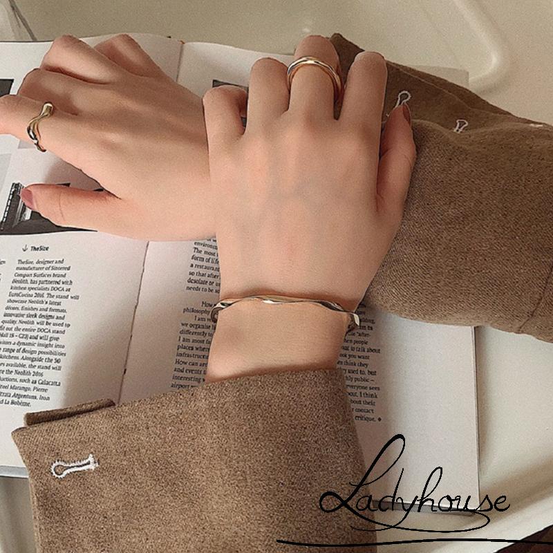 Vòng đeo tay dạng mở thiết kế hình tròn màu sắc đơn giản cho nữ