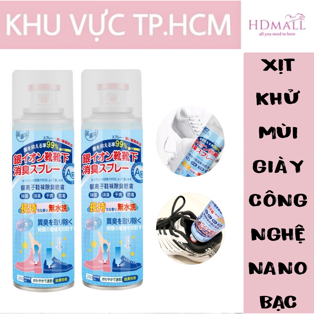 Xịt Khử Mùi Hôi, Khử Khuẩn Giày Dép, Làm Thơm Tủ Giày Công Nghệ Nano Bạc