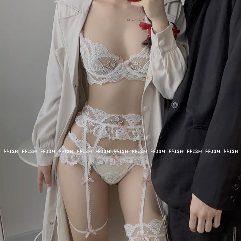 Bralette Set + Đai Eo Nối Đùi Sexy - Nội Y Ren Cao Cấp Gợi Cảm • MY9924