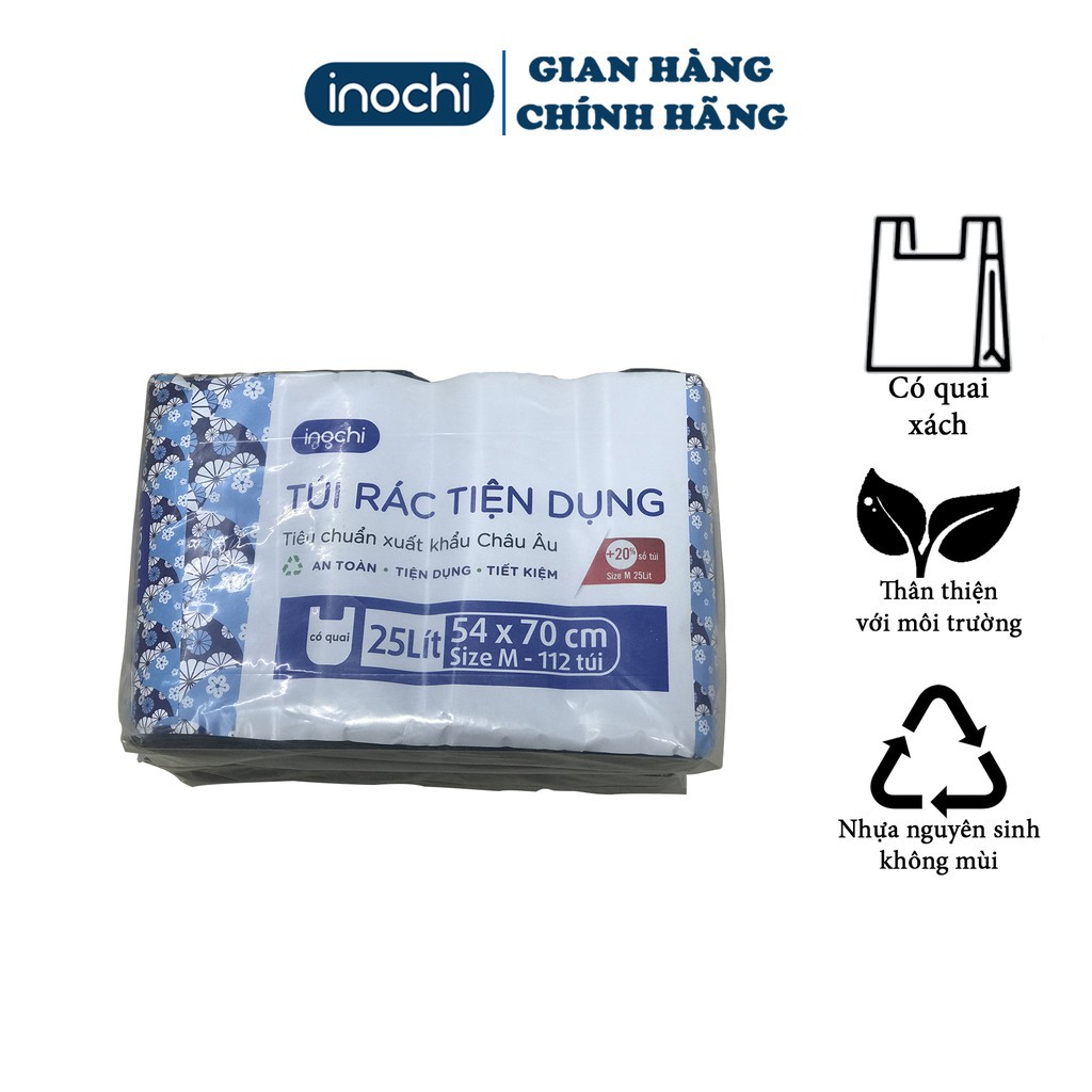 Lô 4 cuộn túi rác Inochi tiện dụng 25L (nhiều màu)