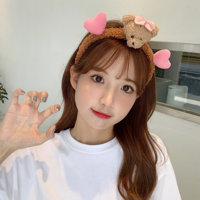 Băng Đô Cài Tóc Trang Điểm Hình Gấu Hoạt Hình Siêu Dễ Thương Cho Nữ